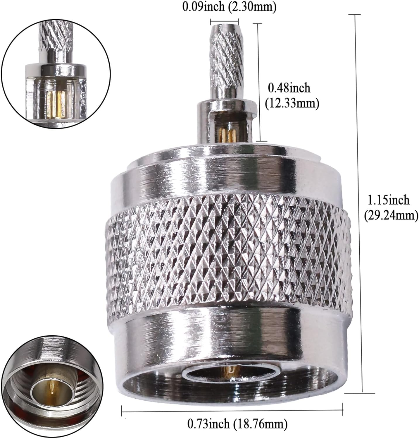 N Type Male Crimp Plug RG316/RG178 -Pack -2