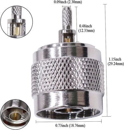 N Type Male Crimp Plug RG316/RG178 -Pack -2