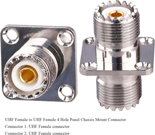 UHF Female to UHF Female 4-Hole Flange Panel Chassis Mount Connector - Pack - 5
