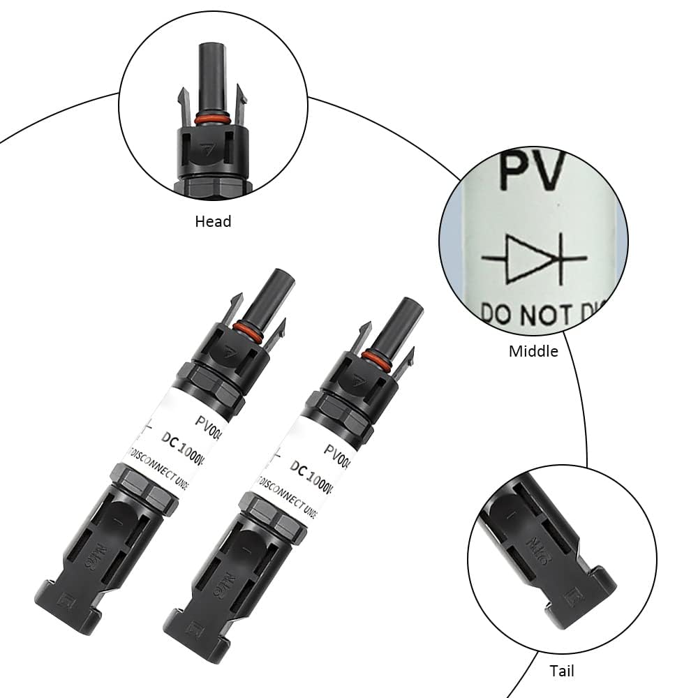 1000V 15A Male To Female Anti Reverse Diode Photovoltaic Connector For Solar Panel Pack Of 1