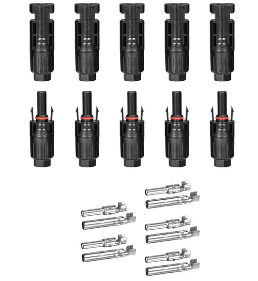 Solar Panel Cable Connectors with Spanners – 5 Pairs Male & Female MC4 Solar Connectors