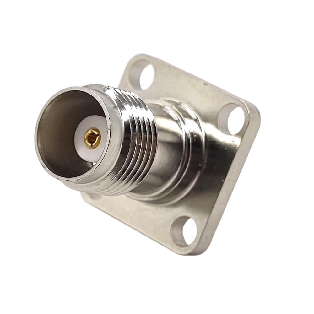 TNC Female Straight Connector Solder Attachment 4 Hole Flange Mount with Solder Cup - Pack - 1