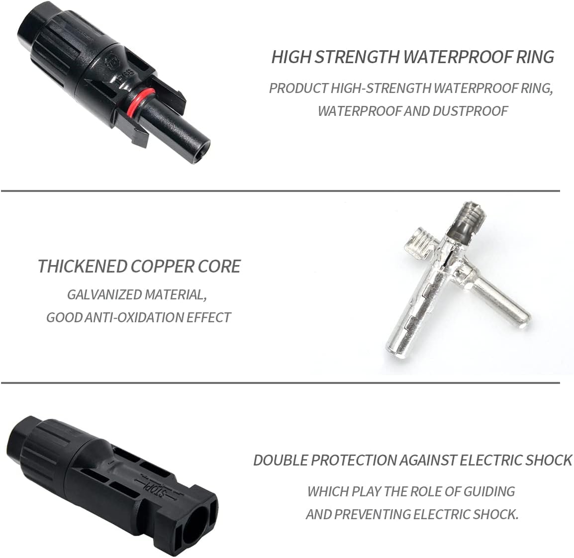 Solar Panel Cable Connectors with Spanners – 5 Pairs Male & Female MC4 Solar Connectors