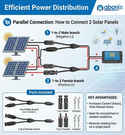 Mc4 Solar Connector Y Branch Connector 1 Pair Mc4 Connector Malefemale 2 Pairs For Parallel Connection Between Solar Panels