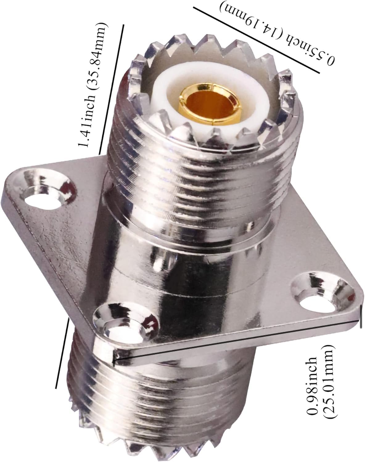 UHF Female to UHF Female 4-Hole Flange Panel Chassis Mount Connector - Pack - 2