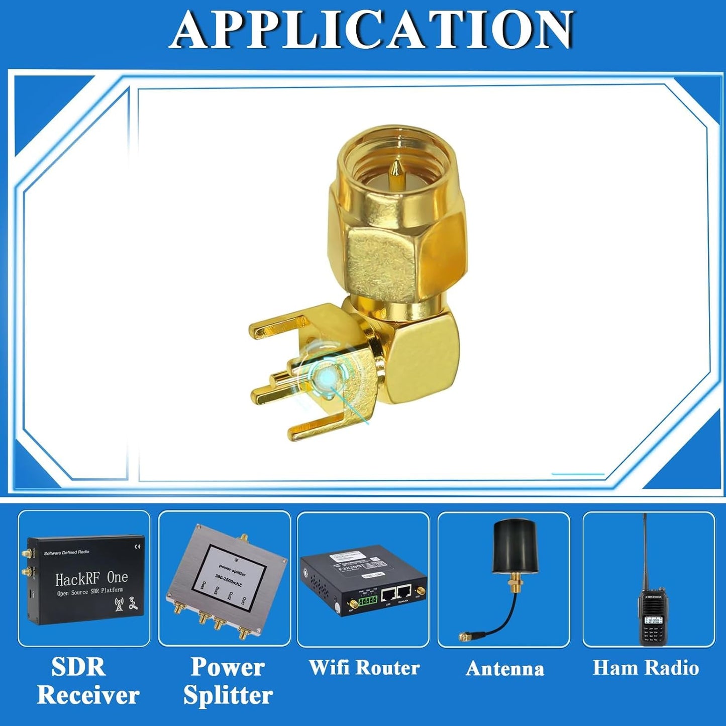 SMA Male Right Angle 90 Degree Coaxial PCB Mount Coax Adapter - Pack - 4