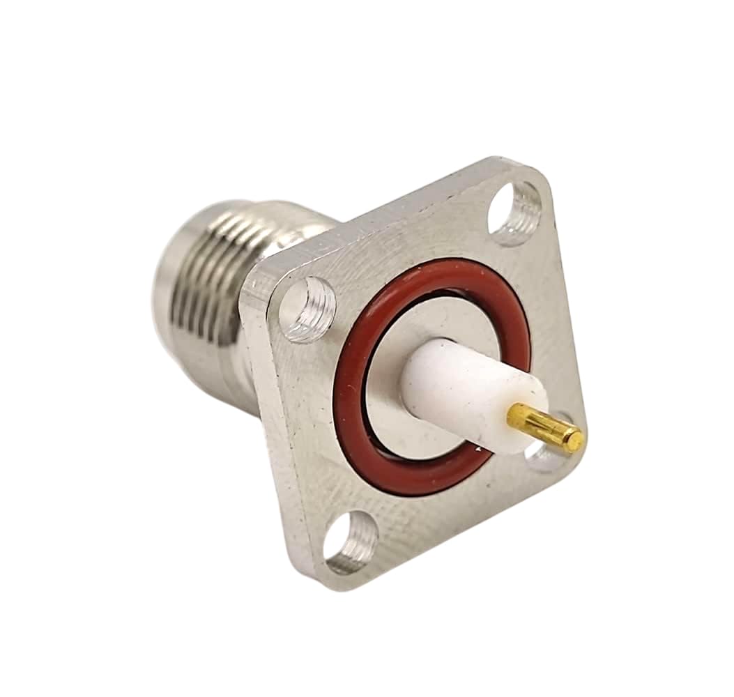 TNC Female Straight Connector Solder Attachment 4 Hole Flange Mount with Solder Cup - Pack - 1