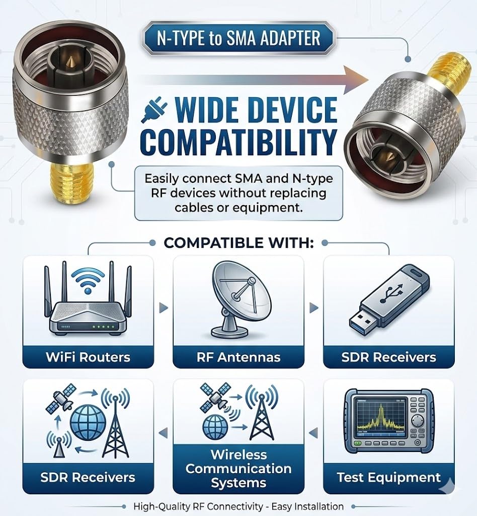 SMA Female to N Male RF Coax Adapter - Pack - 1