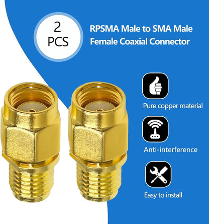 SMA Female to RP-SMA Male Coax Adapter Connector - Pack - 2