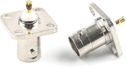 BNC Female 4 Holes Flange Panel Mount Solder Post Plug Adapter Connector - Pack - 2