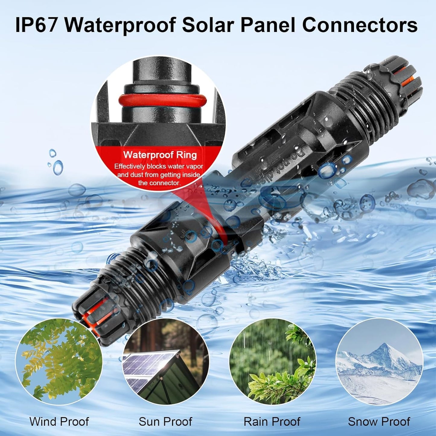 Solar MC4 Connector Kit – Waterproof Male & Female PV Cable Connectors - Pack - 10 Pairs