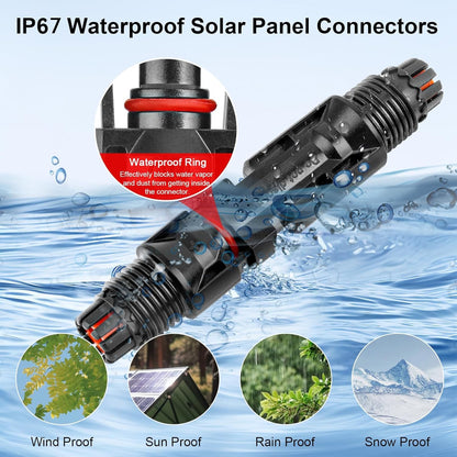 Solar MC4 Connector Kit – Waterproof Male & Female PV Cable Connectors - Pack - 10 Pairs