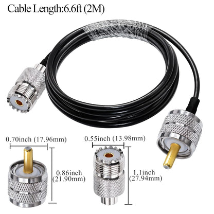 RG58 UHF Coax Cable 6.6ft (2 Meter) Low Loss UHF Male to UHF Female Extension Jumper Coaxial Cable - pack - 1