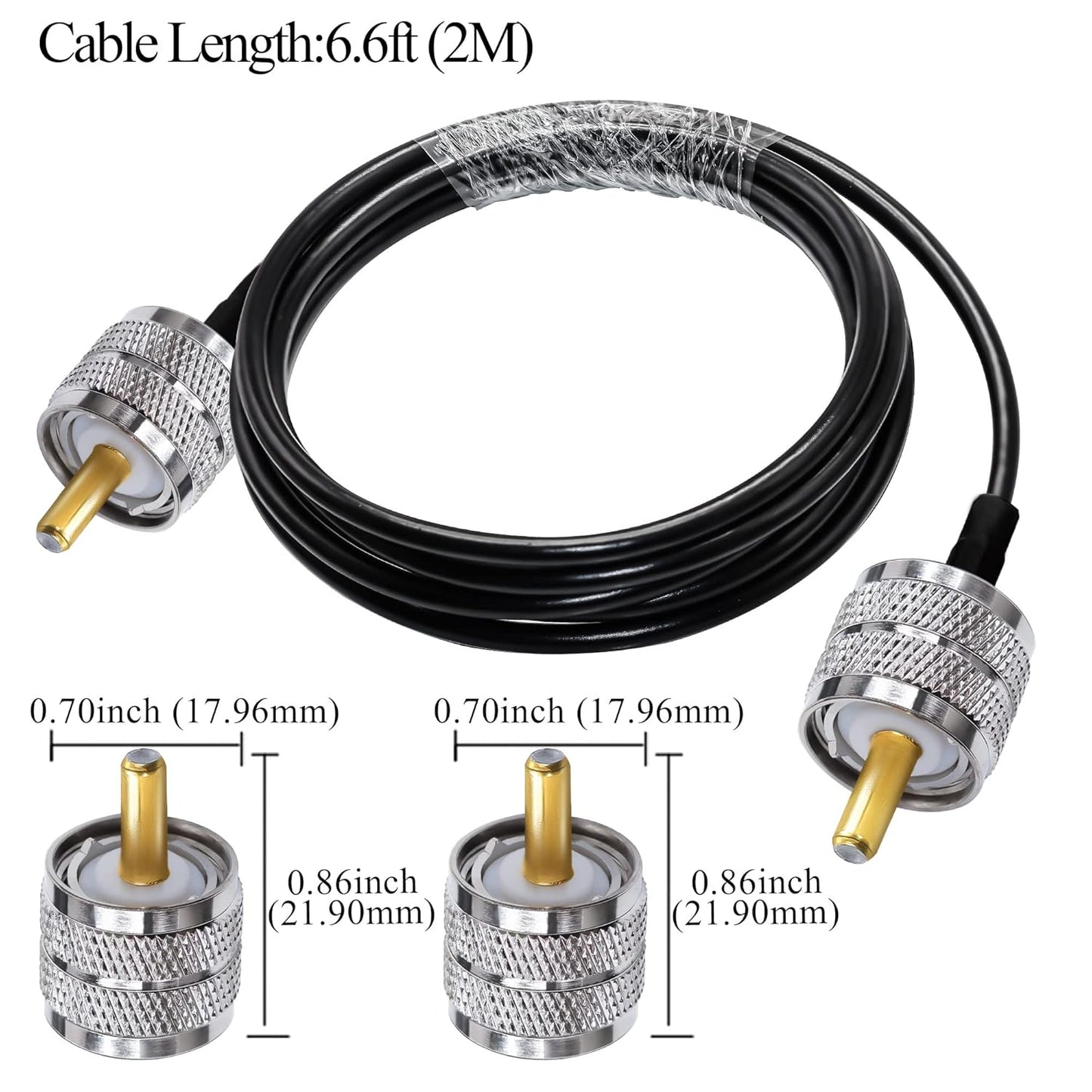 Jumber Cable UHF Male to Male Extension Cable 6.6ft (2M) Low Loss RG58 RF Black Coaxial Cable - Pack - 1