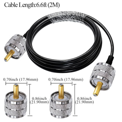 Jumber Cable UHF Male to Male Extension Cable 6.6ft (2M) Low Loss RG58 RF Black Coaxial Cable - Pack - 1