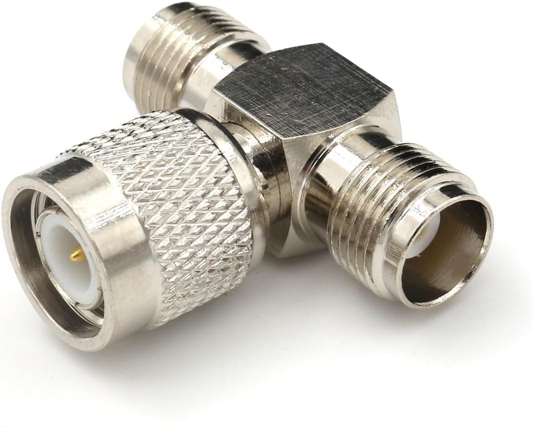 TNC Male to Dual TNC Female Tee Connector 3-Way RF Coaxial Adapter - Pack - 1