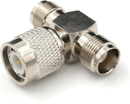 TNC Male to Dual TNC Female Tee Connector 3-Way RF Coaxial Adapter - Pack - 1