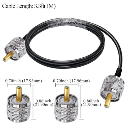 Jumber Cable UHF Male to Male Extension Cable 3.3 feet (1M) Low Loss RG58 RF Black Coaxial Cable - Pack - 1