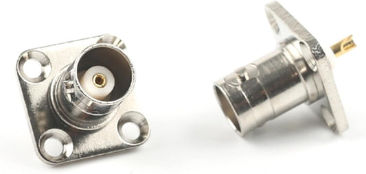 BNC Female 4 Holes Flange Panel Mount Solder Post Plug Adapter Connector - Pack - 2