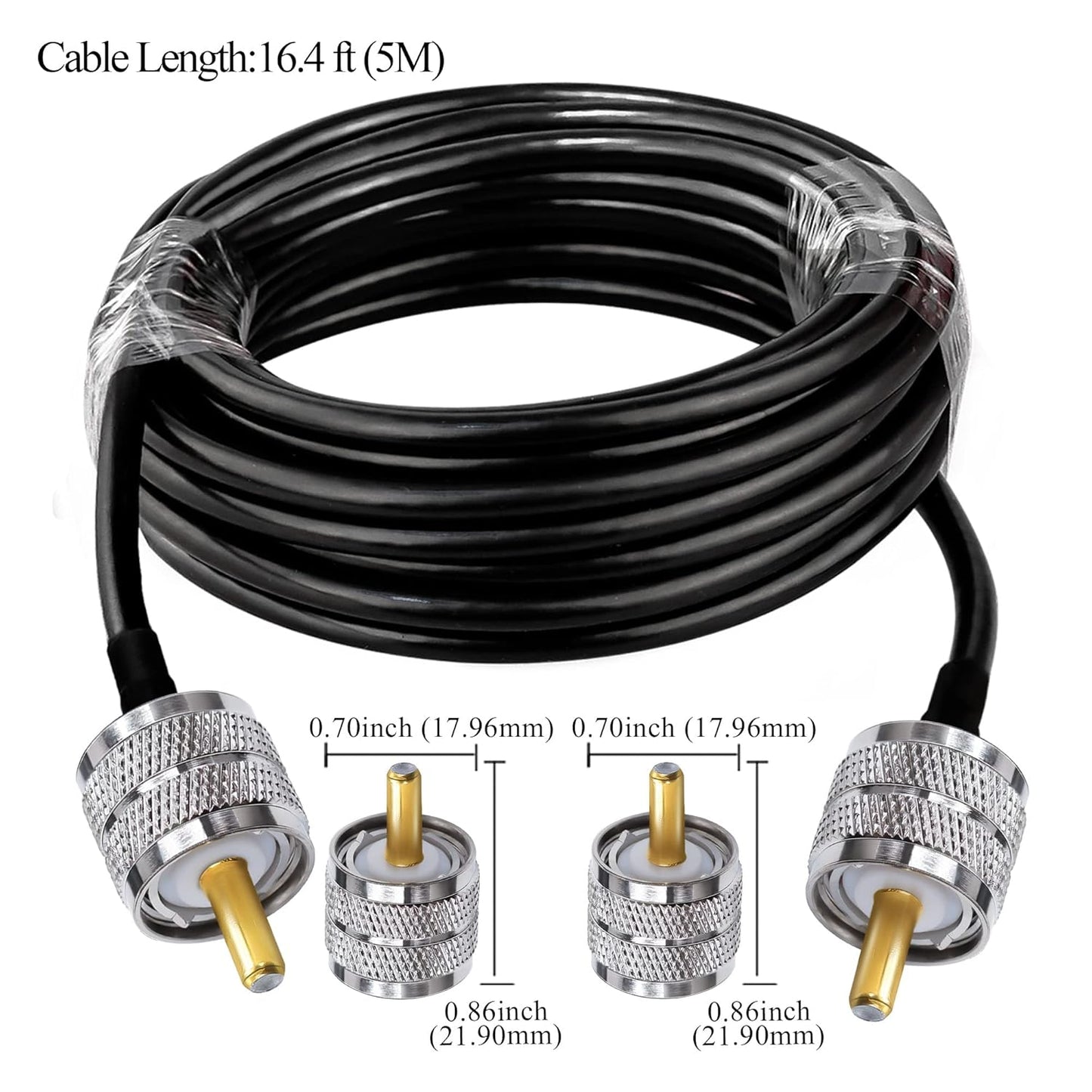 Jumber Cable UHF Male to Male Extension Cable 16.4ft(5M) Low Loss RG58 RF Black Coaxial Cable - Pack - 1