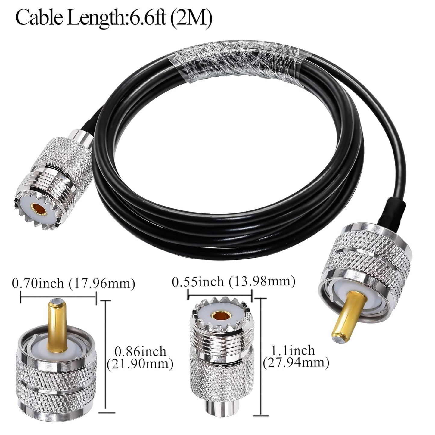 RG58 UHF Coax Cable 16.4ft (5 Meter) Low Loss UHF Male to UHF Female Extension Jumper Coaxial Cable - Pack - 1