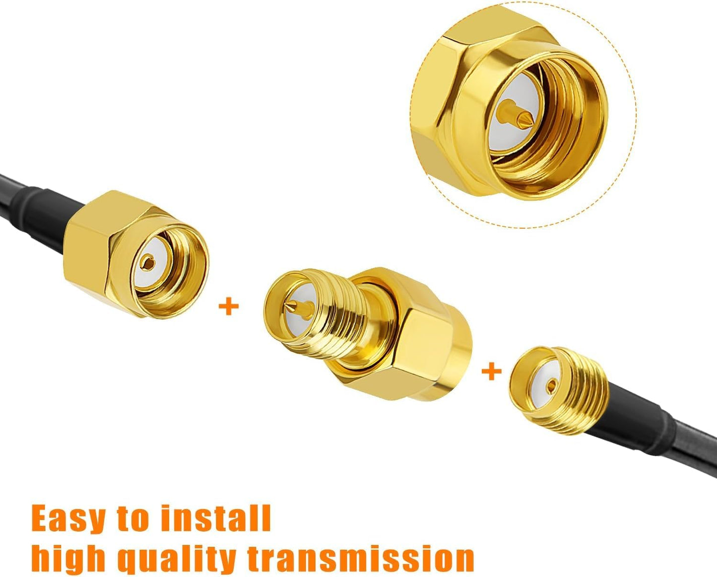 SMA Male to SMA Female Low Loss Antenna Coax Extension Connector - Pack - 2