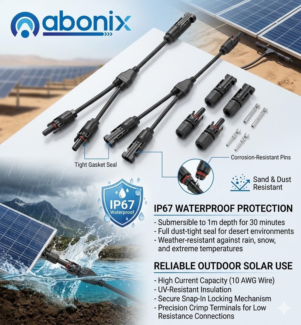 Mc4 Solar Connector Y Branch Connector 1 Pair Mc4 Connector Malefemale 2 Pairs For Parallel Connection Between Solar Panels