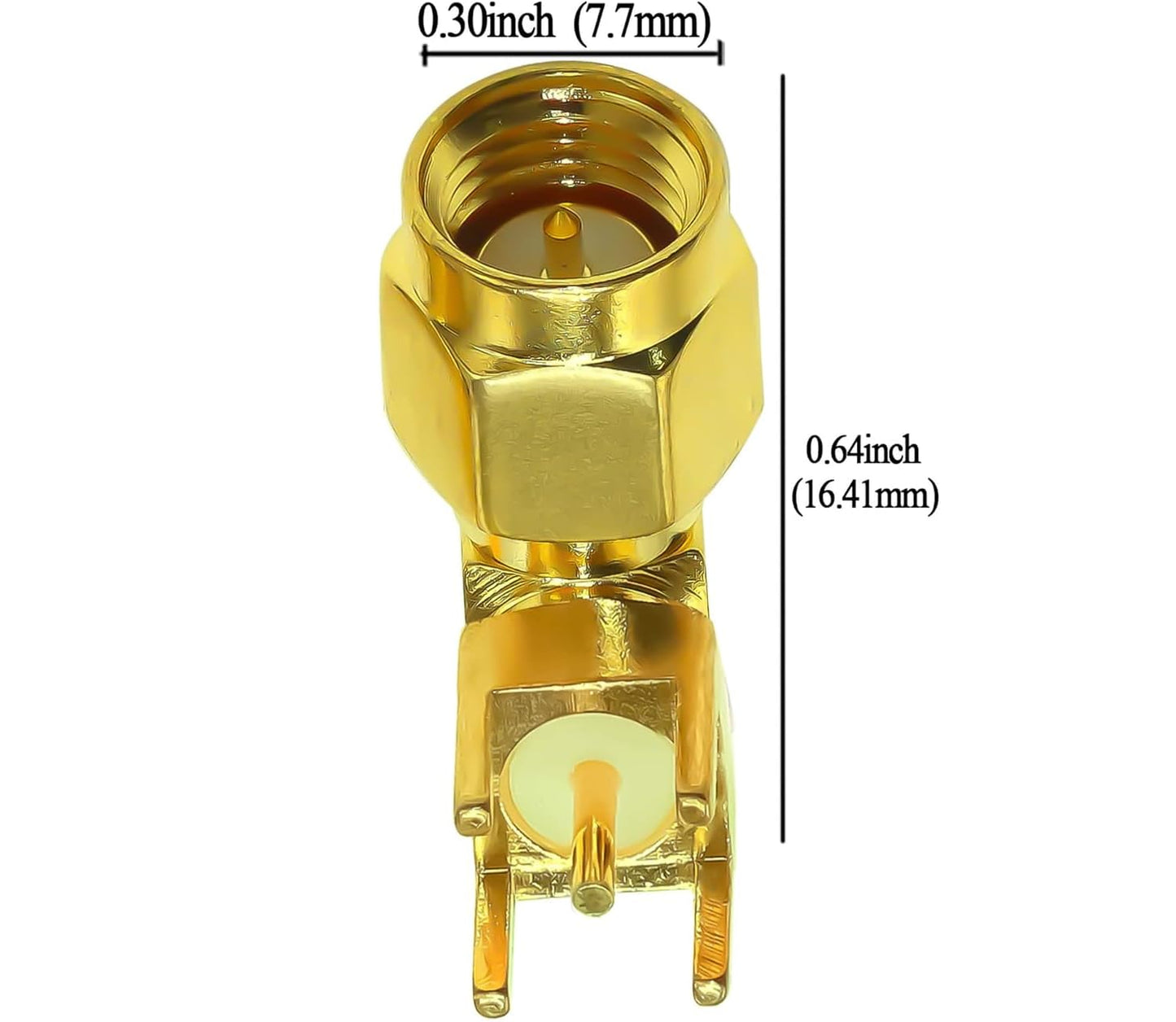 SMA Male Right Angle 90 Degree Coaxial PCB Mount Coax Adapter - Pack - 3