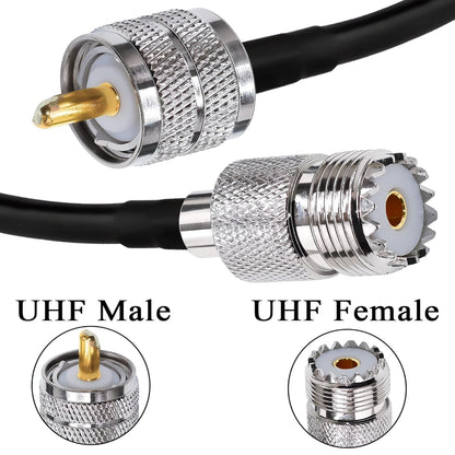 RG58 UHF Coax Cable 32.8ft (10 M) Low Loss UHF Male to UHF Female Extension Jumper Coaxial Cable - Pack - 1