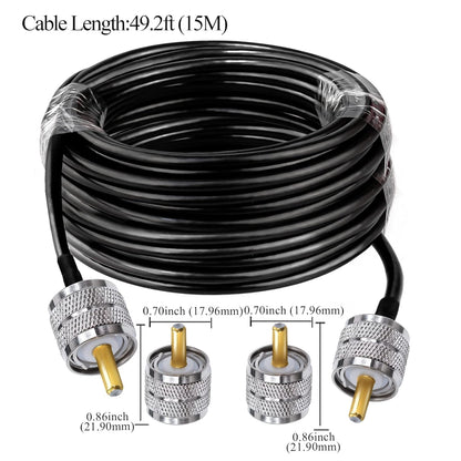 Jumber Cable UHF Male to Male Extension Cable 49.2ft(15M) Low Loss RG58 RF Black Coaxial Cable - Pack - 1