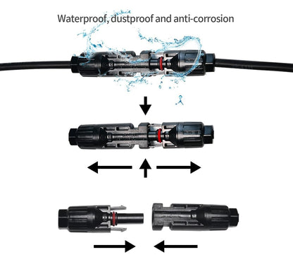 Solar Panel Cable Connectors with Spanners – 5 Pairs Male & Female MC4 Solar Connectors