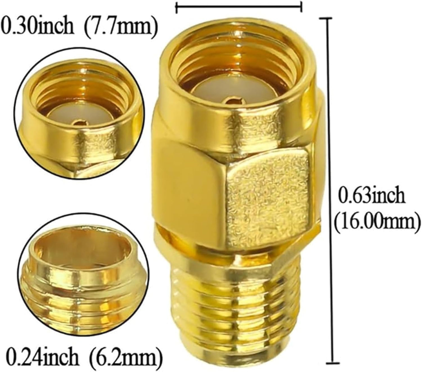 SMA Female to RP-SMA Male Coax Adapter Connector - Pack - 2