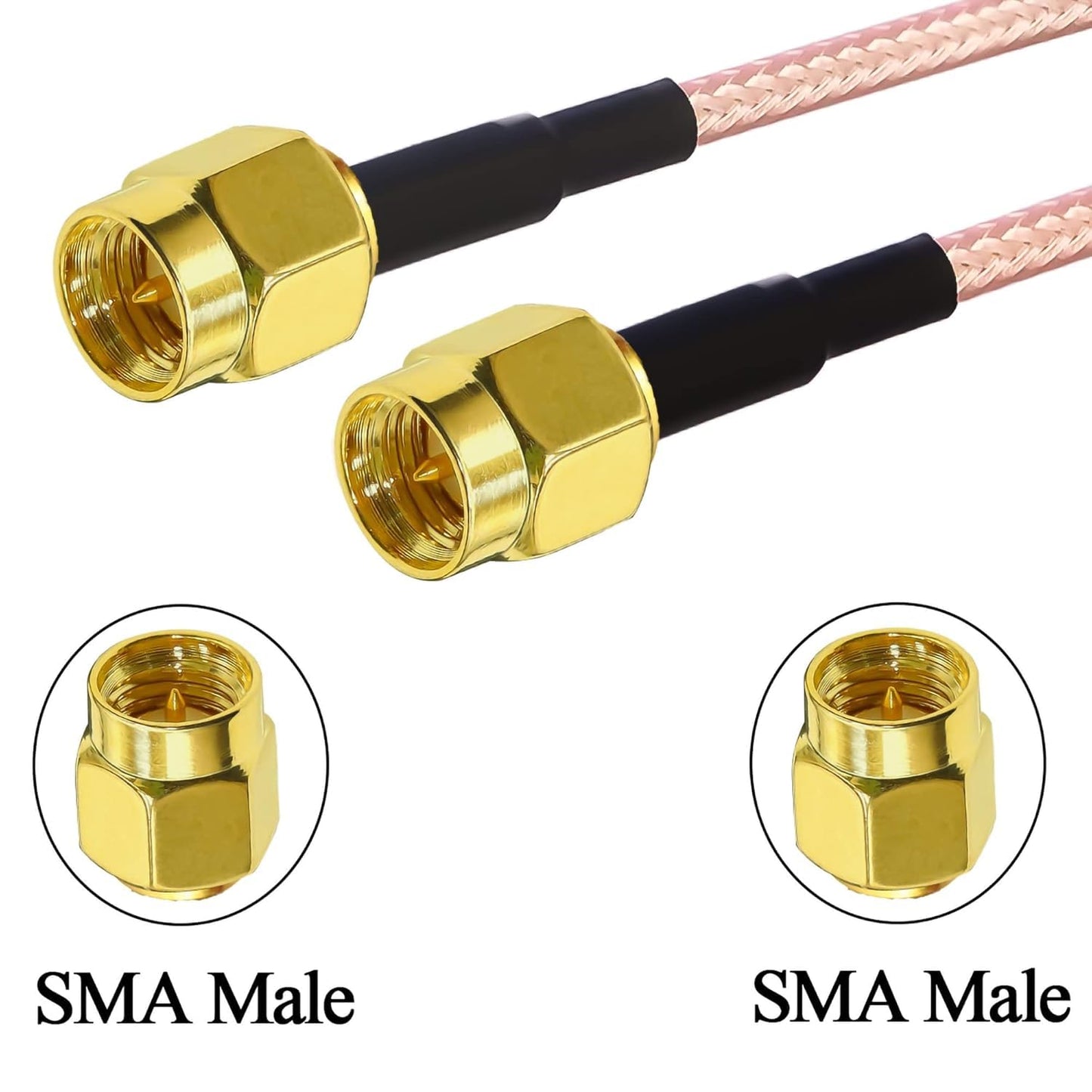 RG316 SMA Coax Cable, 6inch (15cm) SMA Male to SMA Male Pigtail Coaxial Cable -Pack -1