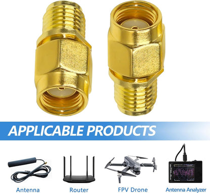 SMA Female to RP-SMA Male Coax Adapter Connector - Pack - 2