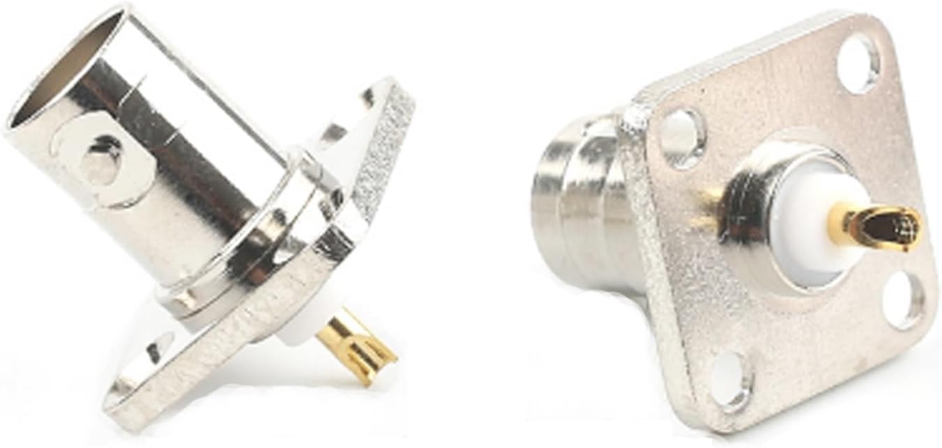 BNC Female 4 Holes Flange Panel Mount Solder Post Plug Adapter Connector - Pack - 2