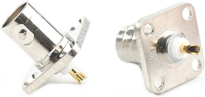 BNC Female 4 Holes Flange Panel Mount Solder Post Plug Adapter Connector - Pack - 2