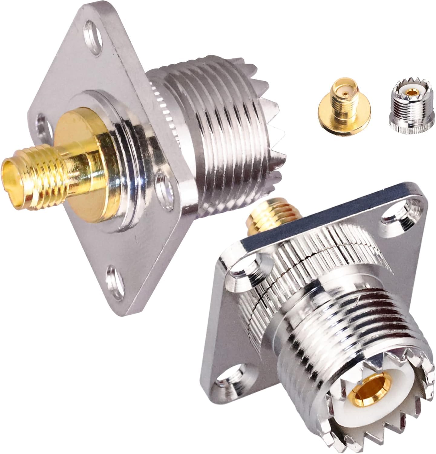 Uhf Female To Sma Female 4 Hole Flange Panel Chassis Mount Rf Coax Adapter Pack Of 1