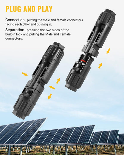 Solar Panel Cable Connectors with Spanners – 5 Pairs Male & Female MC4 Solar Connectors