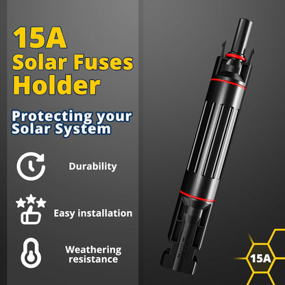 1000V 15A Solar Fuse Holder Waterproof Inline Fuse Connector For Solar Panels Pack Of 2