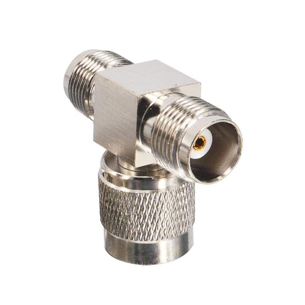 TNC Male to Dual TNC Female Tee Connector 3-Way RF Coaxial Adapter - Pack - 1