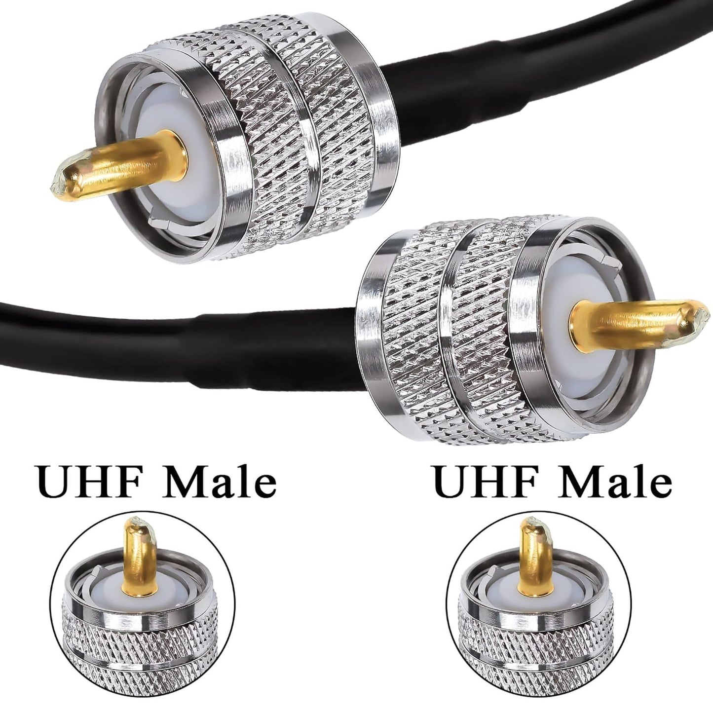 Jumber Cable UHF Male to Male Extension Cable 65.6ft(20M) Low Loss RG58 RF Black Coaxial Cable - Pack - 1