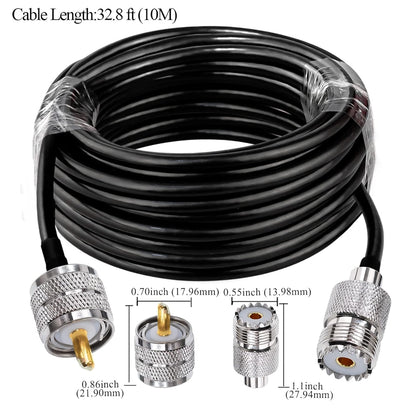 RG58 UHF Coax Cable 32.8ft (10 M) Low Loss UHF Male to UHF Female Extension Jumper Coaxial Cable - Pack - 1