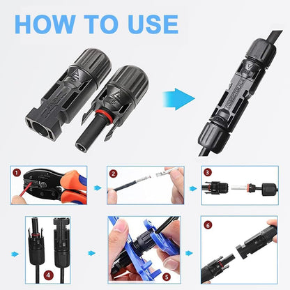 Solar MC4 Connector Kit – Waterproof Male & Female PV Cable Connectors - Pack - 10 Pairs