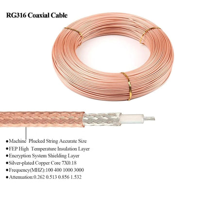 RG316 SMA Coax Cable, 6inch (15cm) SMA Male to SMA Male Pigtail Coaxial Cable -Pack -1