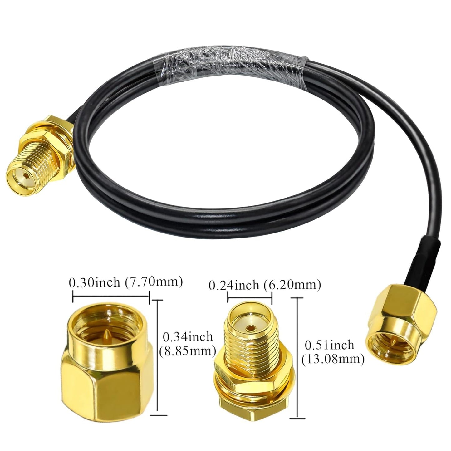 SMA Extension Cable RG58 3.3ft(1M) SMA Male to SMA Female Coaxial Cable -Pack -1