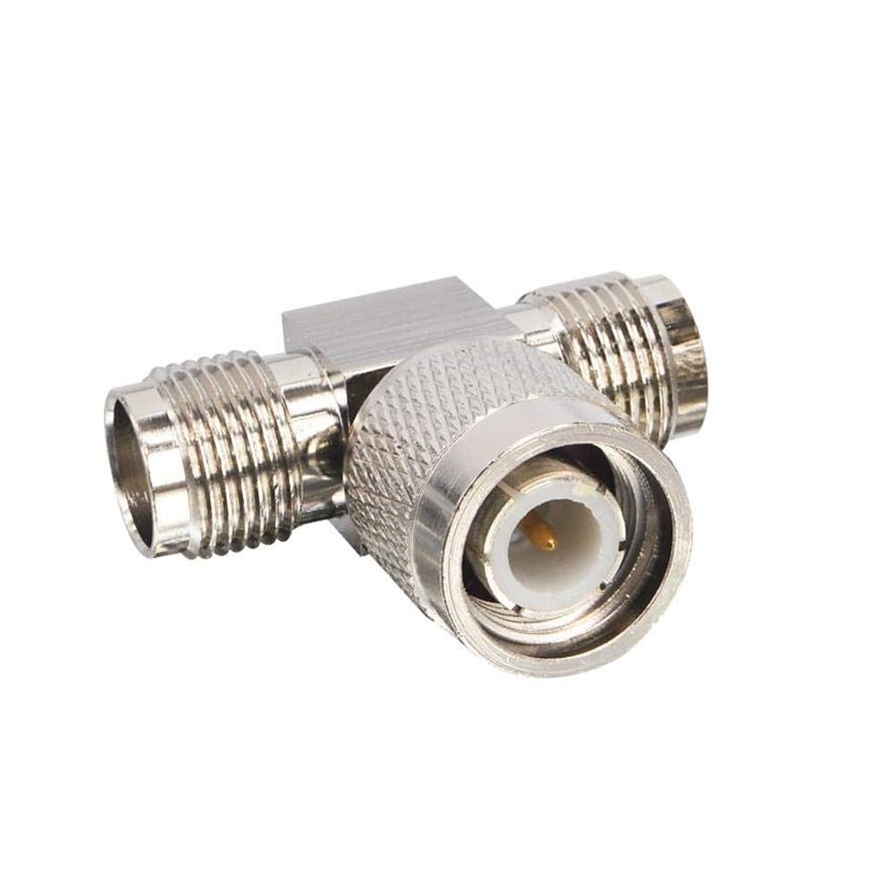 TNC Male to Dual TNC Female Tee Connector 3-Way RF Coaxial Adapter - Pack - 1