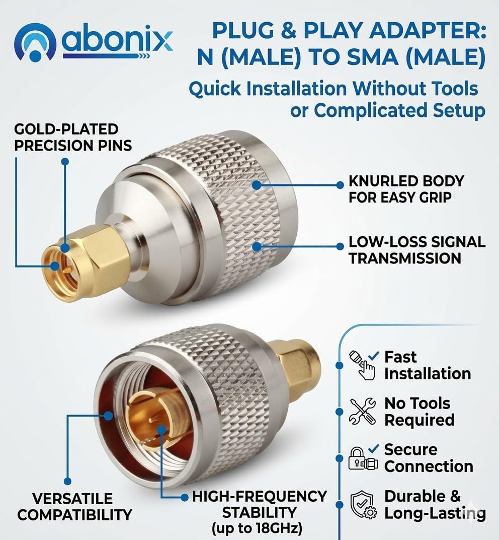 SMA Male to N Male RF Coax Adapter - Pack - 1