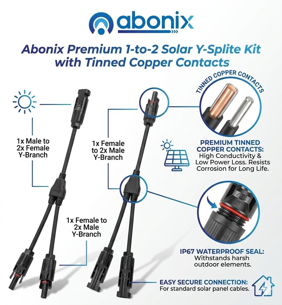Mc4 Solar Connector Y Branch Connector 1 Pair Mc4 Connector Malefemale 2 Pairs For Parallel Connection Between Solar Panels