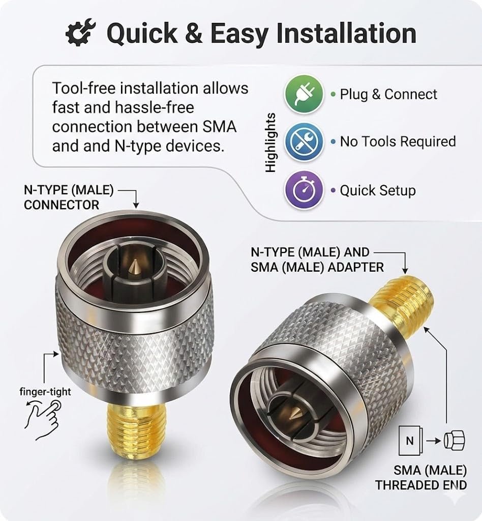 SMA Female to N Male RF Coax Adapter - Pack - 1