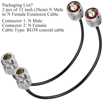 BNC Male to BNC Female 6 Inch (15cm) Low Loss RG316 RF Coaxial Antenna Extension Cable -pack -1